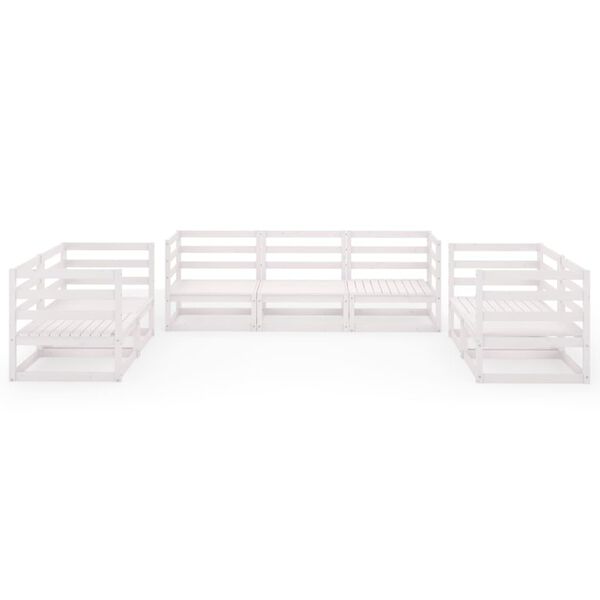 vidaXL 7-dijelna vrtna garnitura od masivne borovine bijela