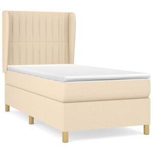 vidaXL Krevet s oprugama i madracem krem 90 x 190 cm od tkanine