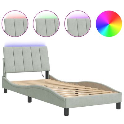 vidaXL Okvir kreveta s LED svjetlima svjetlosivi 80x200 cm baršunasti