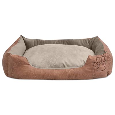 vidaXL Krevet za pse s jastukom PU umjetna koža veličina XL Bež