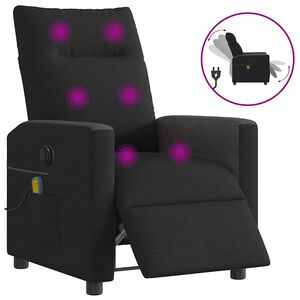 vidaXL Električni masažni naslonjač od tkanine crni