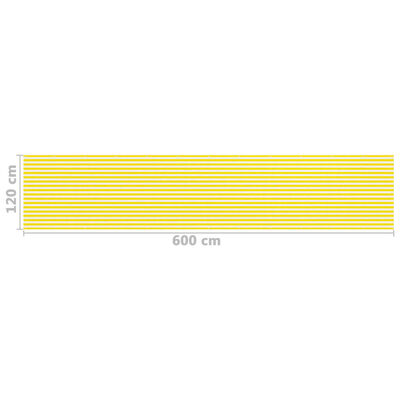 vidaXL Balkonski zastor žuto-bijeli 120 x 600 cm HDPE