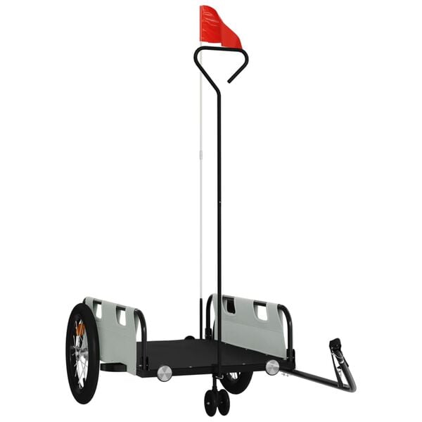 vidaXL Prikolica za bicikl siva od tkanine Oxford i željeza