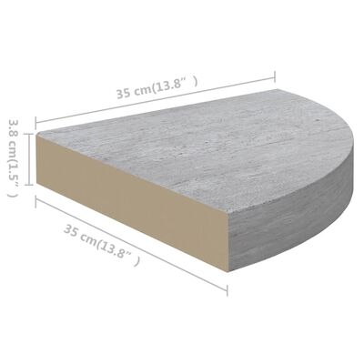 vidaXL Kutne zidne police 4 kom siva boja betona 35 x 35 x 3,8 cm MDF