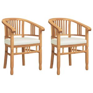 vidaXL Stolica s jastukom 2 pcs Smeđa 63 x 58 x 89 cm Čvrsto teak drvo
