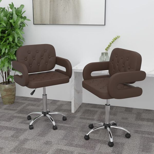 vidaXL Okretne blagovaonske stolice od umjetne kože 2 kom smeđe