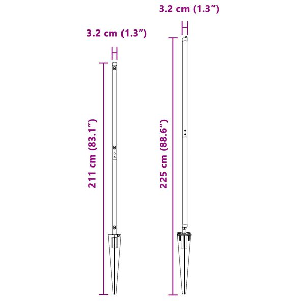 vidaXL Stup za ogradu Ostalo 26 pcs Siva 3,2 x 3,2 x 180 cm Čelik