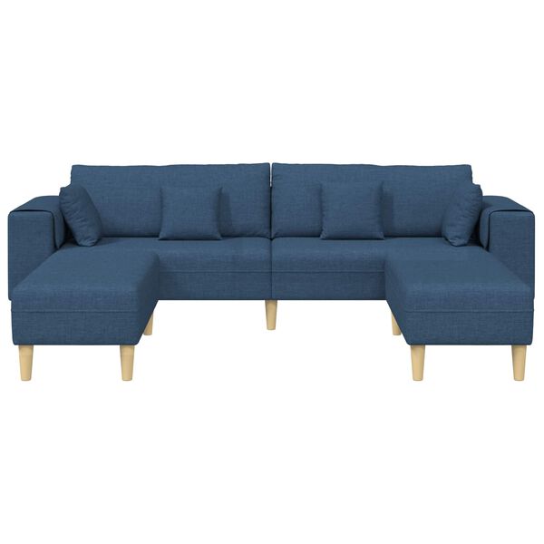 vidaXL Sofa s jastukom 3 pcs Plava tkanina