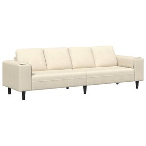 vidaXL Tkaninska sofa s jastukom Krema 208 cm Baršunasta tkanina
