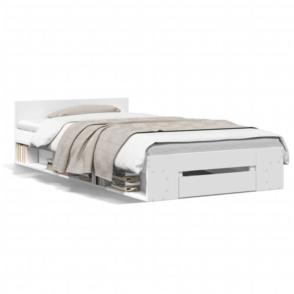 vidaXL Okvir kreveta s ladicom bijeli 90 x 190 cm konstruirano drvo