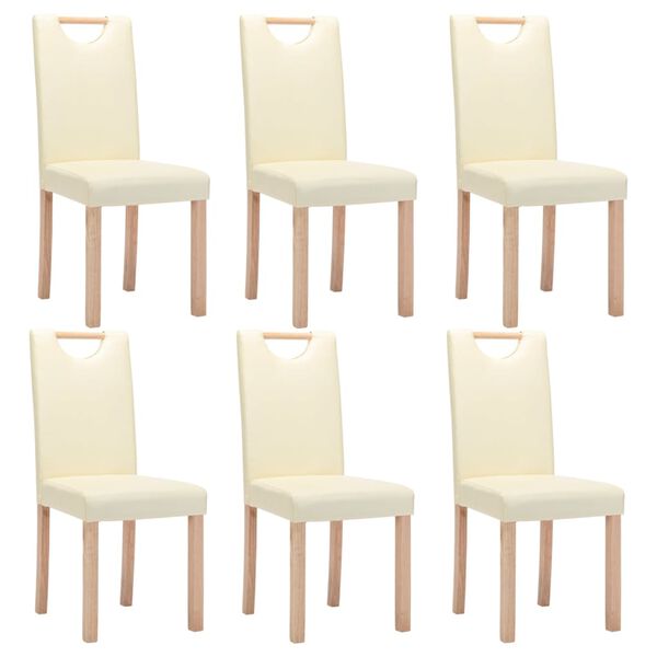 vidaXL Blagovaonske stolice od umjetne kože 6 kom krem