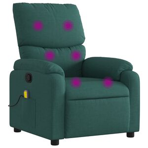 vidaXL Masažna fotelja od tamnozelene tkanine