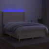 vidaXL Krevet box spring s madracem LED krem 140x190 cm od tkanine