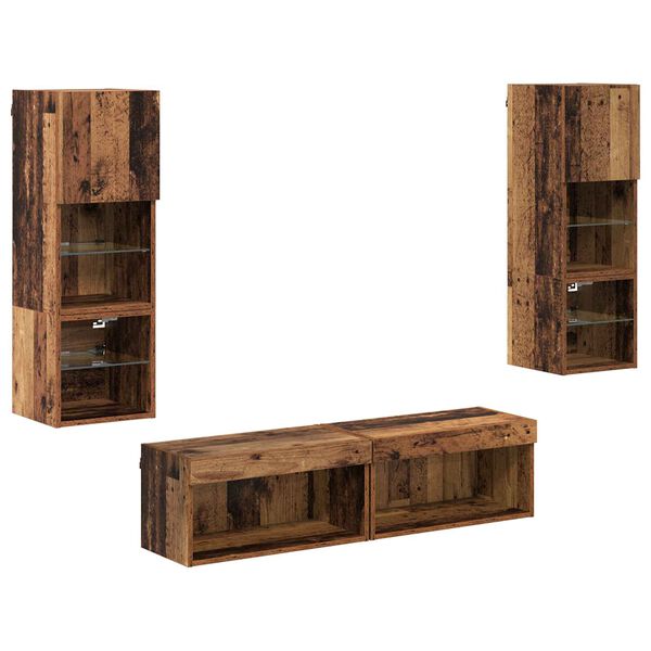 vidaXL TV zidna jedinica Zidne 6 pcs Staro drvo Konstruirano drvo