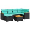 vidaXL 7-dijelni set vrtnih sofa od poliratana s jastucima crni