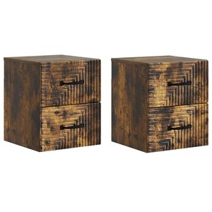 vidaXL Noćni ormarić za montažu na zid s ladicama 2 pcs Dimljeni hrast