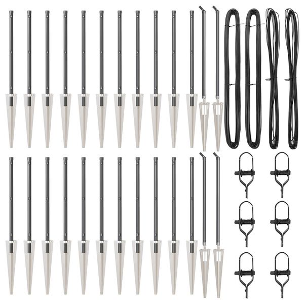 vidaXL Stup za ogradu Ostalo 26 pcs Siva 3,2 x 3,2 x 60 cm Čelik