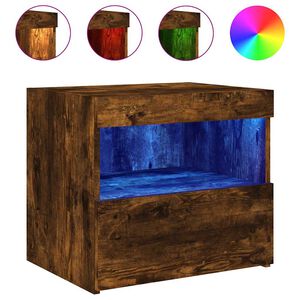 vidaXL Noćni ormarić s LED svjetlima boja dimljenog hrasta 50x40x45 cm