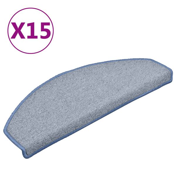 vidaXL Prostirke za stepenice 15 kom 65x24x4 cm svijetlo sive i plave poluokrugle velike