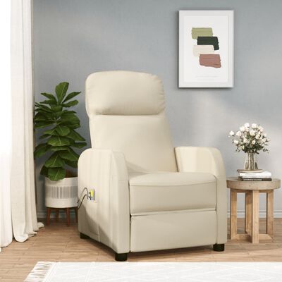 vidaXL Električna masažna fotelja od umjetne kože krem bijela