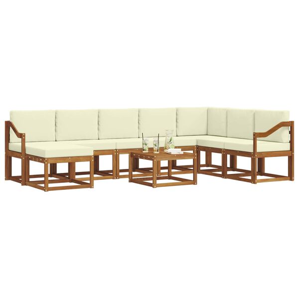 vidaXL Set vanjskih sofa s jastukom 9 pcs Prirodna i krem