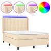 vidaXL Krevet box spring s madracem LED krem 140x200 cm od tkanine