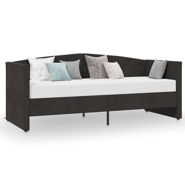 vidaXL Dnevni ležaj s USB-om crni bar&scaron;unasti 90 x 200 cm