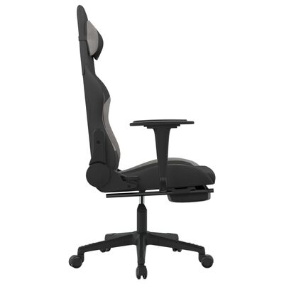 vidaXL Igraća stolica od tkanine s osloncem za noge crno-siva