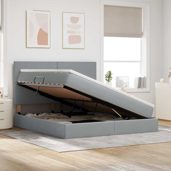 vidaXL Krevet s madracem i skladi&scaron;tem Svijetlo siva 160 x 200 cm