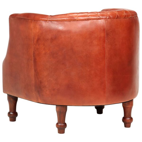 vidaXL Zaobljena fotelja od prave kože 62 x 58 x 65 cm smeđa