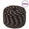 vidaXL Brodski konop crni 14 mm 100 m od polipropilena