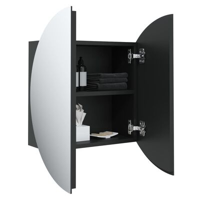 vidaXL Kupaonski ormarić s okruglim ogledalom LED crni 40x40x17,5 cm