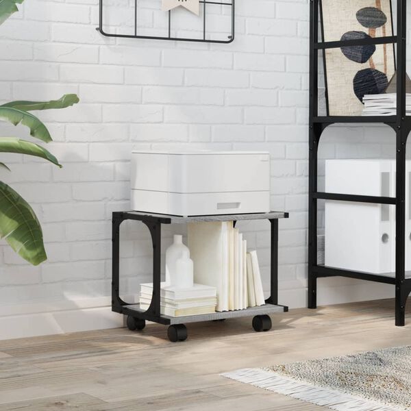 vidaXL Stalak za pisač 2 razine siva boja hrasta 41x28x33,5 cm drveni