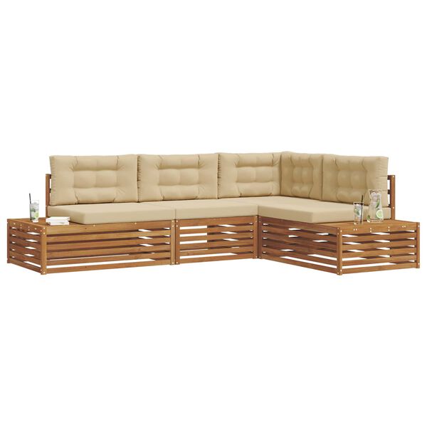 vidaXL Set vanjskih sofa s jastukom 4 Komad Prirodna i bež