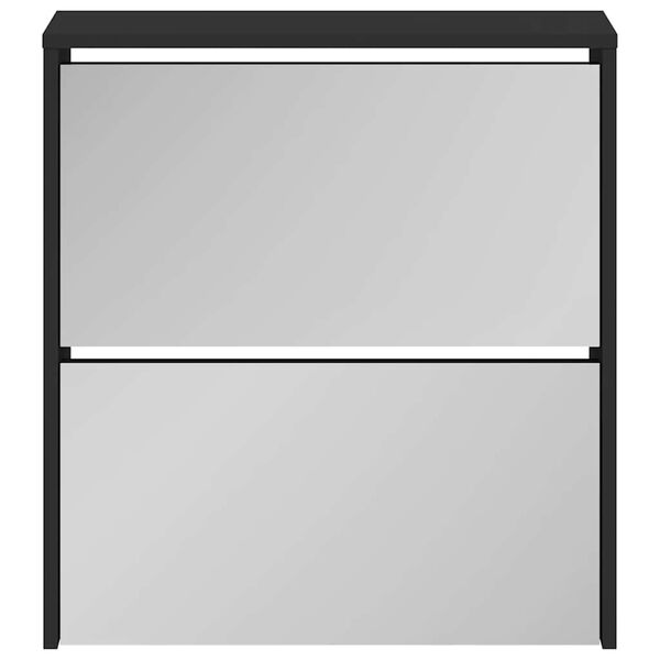 vidaXL Ormarić za cipele s ogledalom i 2 razine crni 63 x 17 x 67 cm