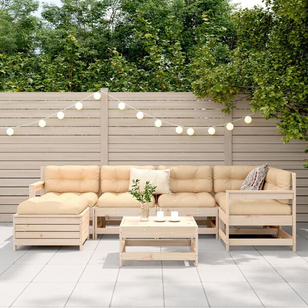 vidaXL 7-dijelni set vrtnih sofa od masivne borovine