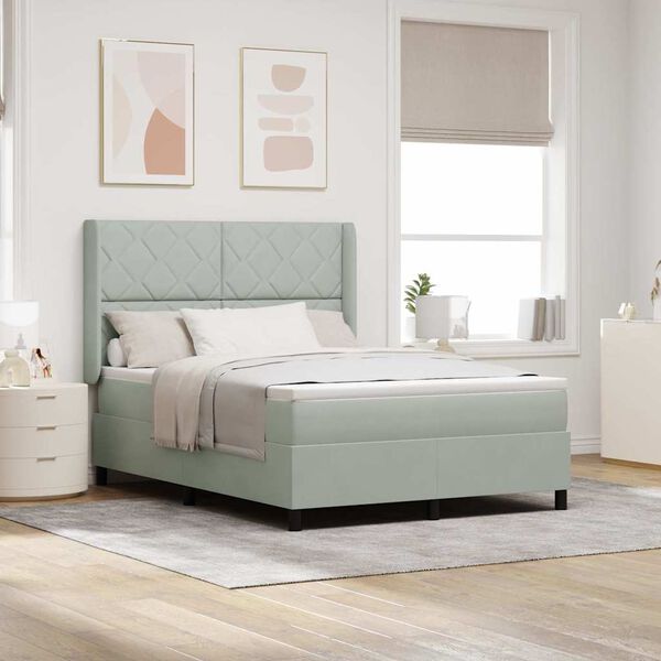 vidaXL Krevet s opruga kutije Svijetlo siva 140 x 190 cm Bar&scaron;un