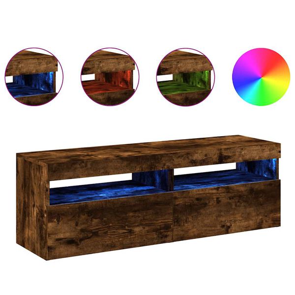 vidaXL TV ormarići 2 kom s LED svjetlima boja hrasta 60 x 35 x 40 cm