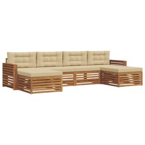 vidaXL Setovi sofa s jastukom 6 pcs Prirodna i bež Čvrsto drvo akacije