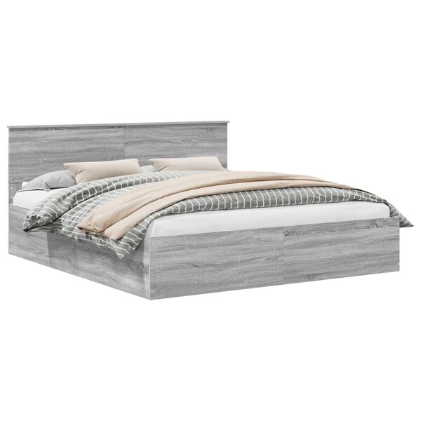 vidaXL Krevetna konstrukcija s uzglavljem Siva Sonoma 200 x 200 cm