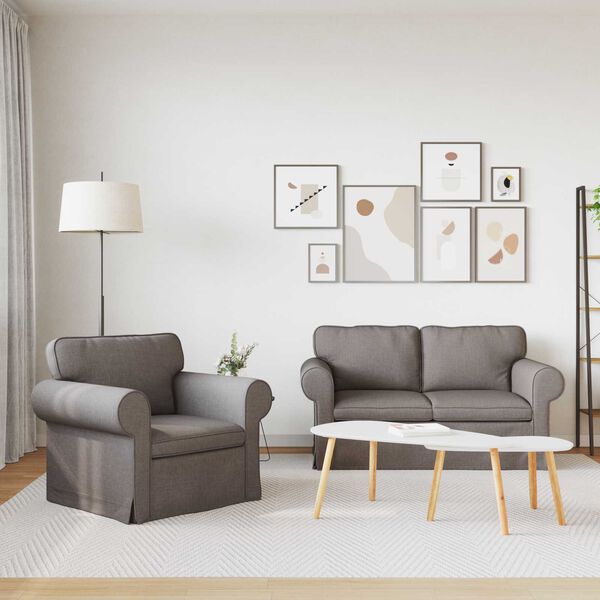 vidaXL Sofa 2 pcs Sivo-smeđa 155 x 82 x 80 cm tkanina