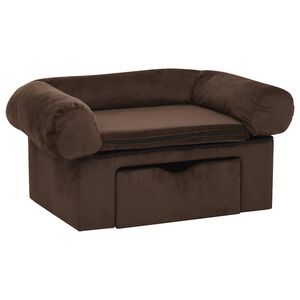vidaXL Sofa za pse s ladicom smeđa 75 x 50 x 38 cm pli&scaron;ana