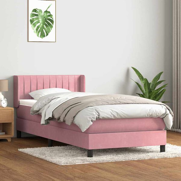 vidaXL Box spring krevet s madracem ružičasti 100x210 cm bar&scaron;unasti