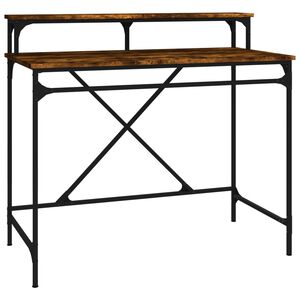 vidaXL Radni stol boja dimljenog hrasta 100x50x90 cm drvo i željezo