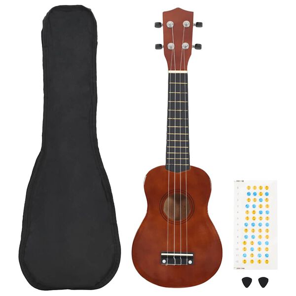 vidaXL Set ukulelea Soprano s futrolom za djecu Natural 23 "