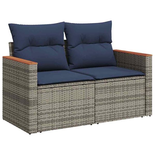 vidaXL 6-dijelni set vrtnih sofa od poliratana s jastucima sivi