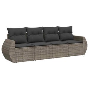 vidaXL 4-dijelni set vrtnih sofa od poliratana s jastucima sivi