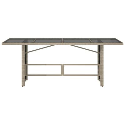 vidaXL Vrtni stol sa staklenom pločom sivi 190x80x74 cm od poliratana