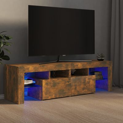 vidaXL TV ormarić s LED svjetlima boja dimljenog hrasta 140x36,5x40 cm