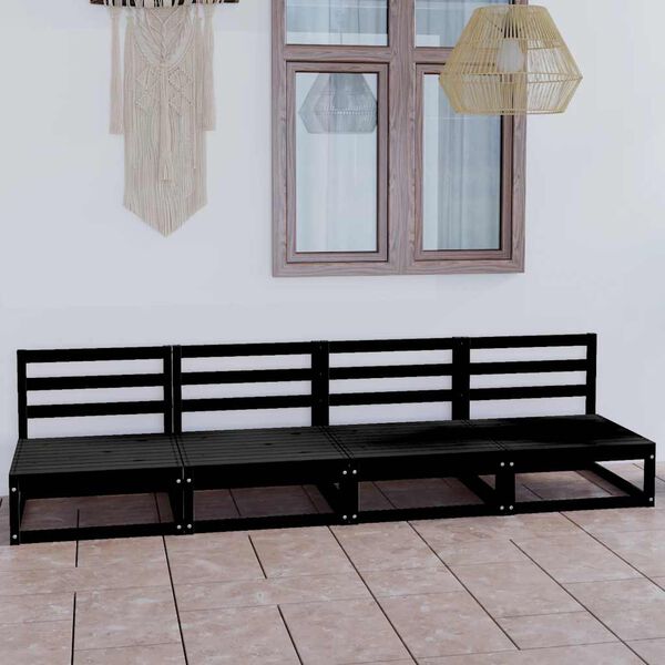 vidaXL Vrtni četverosjed od masivne borovine crni